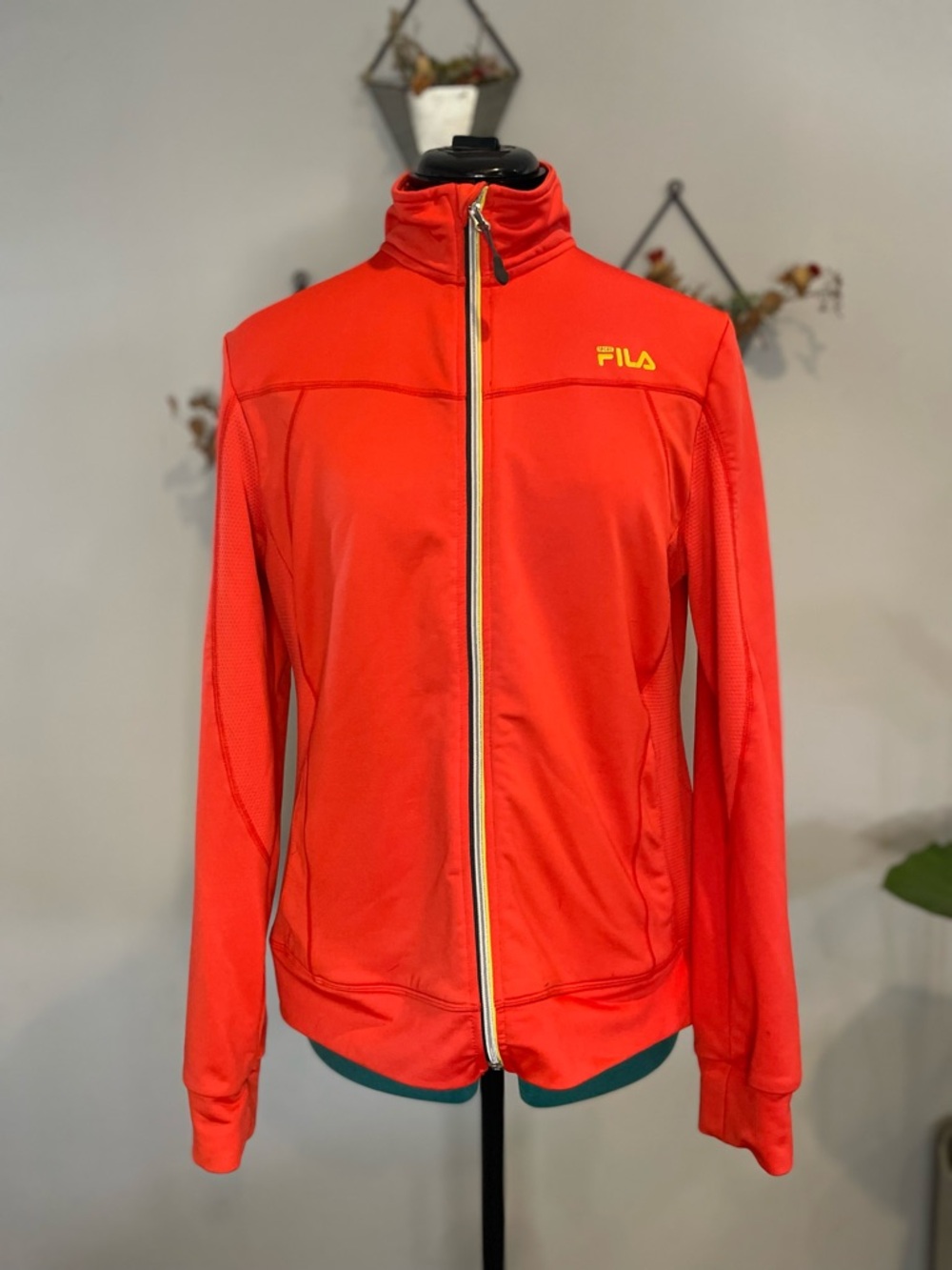 FILA Bright Orange Full-Zip Jacket with Yellow Logo